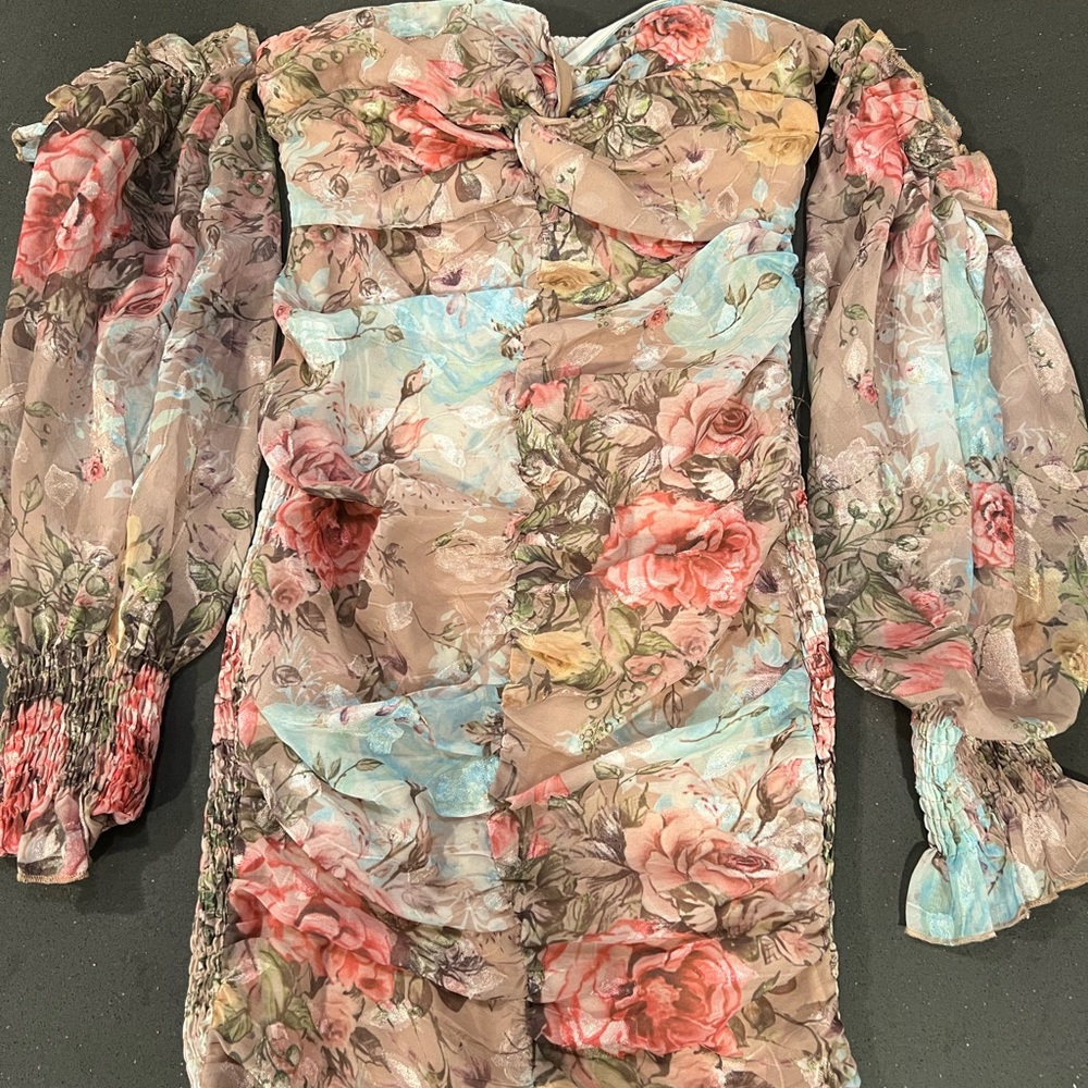 Fashion Nova Off Shoulder Floral Ruffle Dress